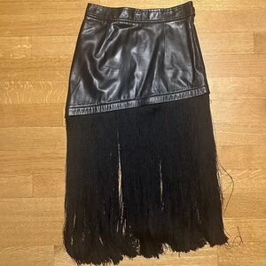 Helmut Lag Leather Fringe skirt size 4